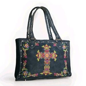 Montana West Brown Tote Bag With Multicolor Cross